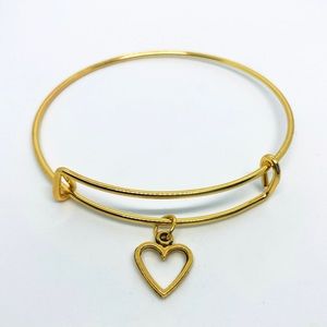 Golden Heart Bangle Charm Bracelet